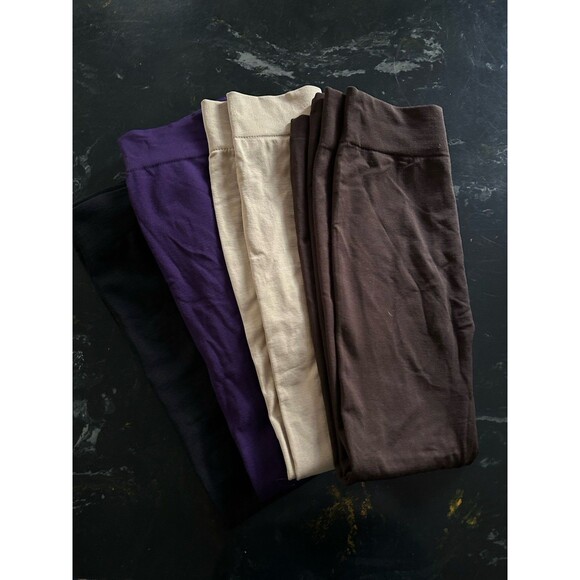 Mopas Pants - Lot Of 4 Mopas Leggings Womens Black Purple Khaki Brown Stretchy Nylon Spandex